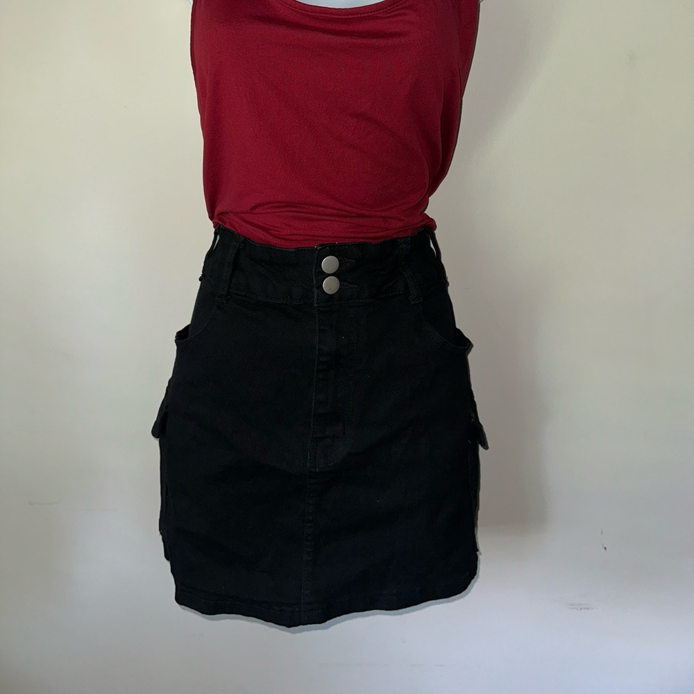 SHEIN Black Cargo Mini Skirt